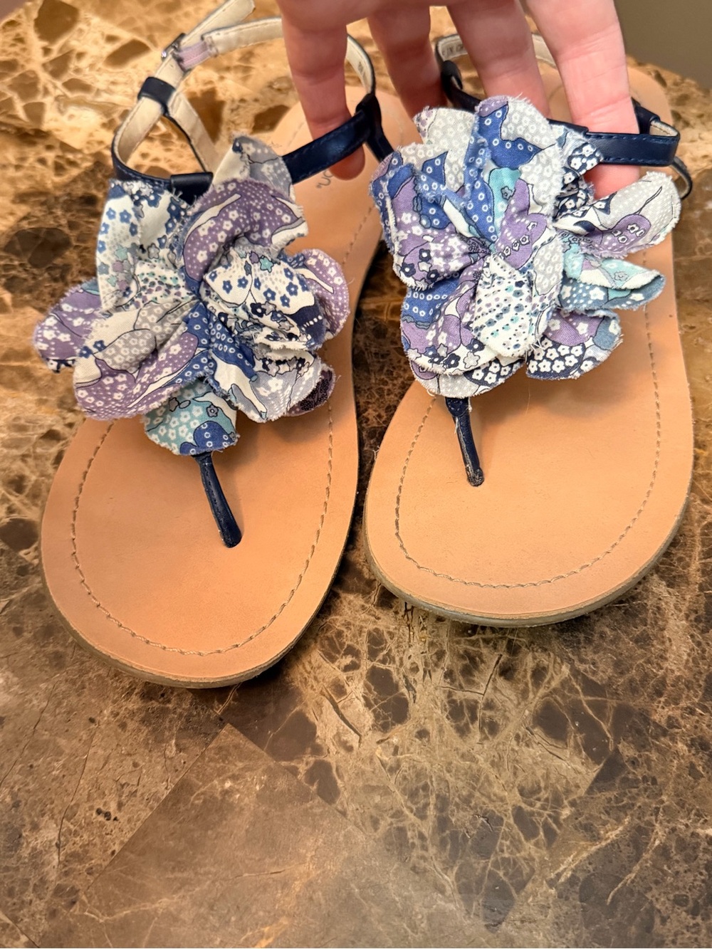 Y2K Xhiliration sandals with multi layer fabric patchwork ruffled flower